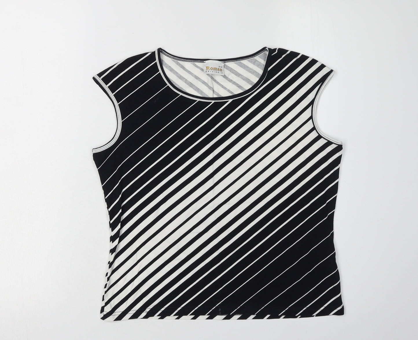 Roman Originals Womens Black Striped Tank Top S/M