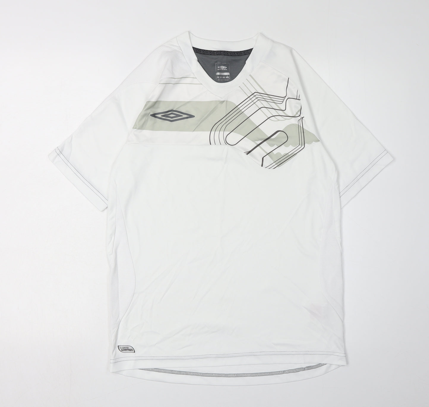 Umbro Men's White Jersey T-Shirt, Size S, Logo Accents