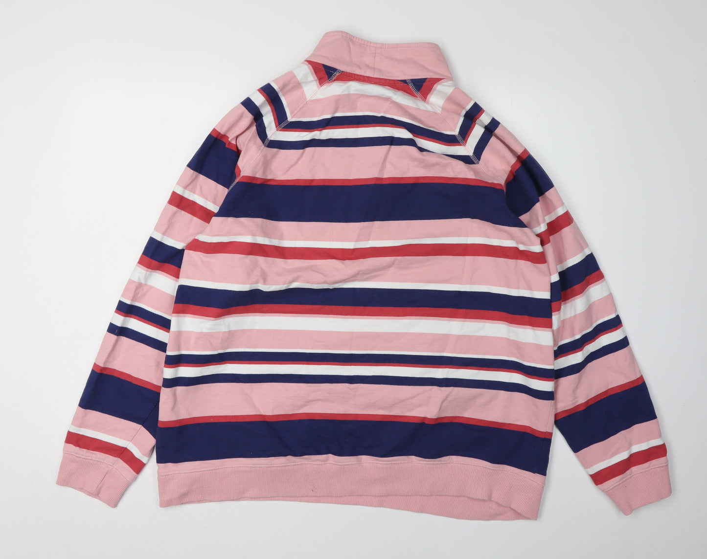 Cotton Traders Men's XL Pink Striped Pullover Sweatshirt
