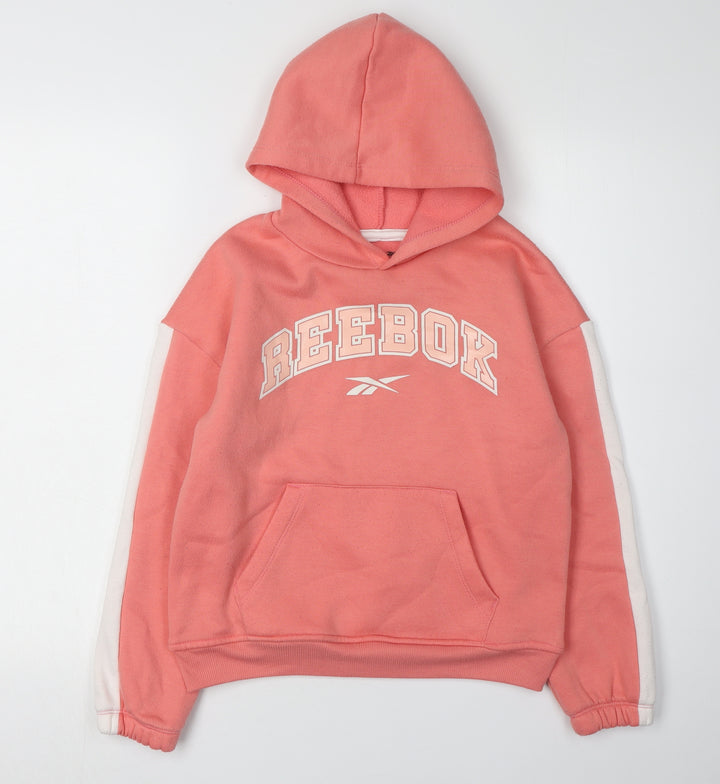 Reebok Girls Pink Hoodie, Size 11-12 Years, Pullover Style