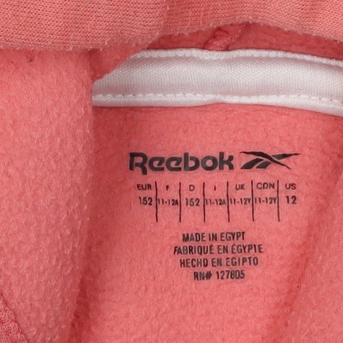 Reebok Girls Pink Hoodie, Size 11-12 Years, Pullover Style
