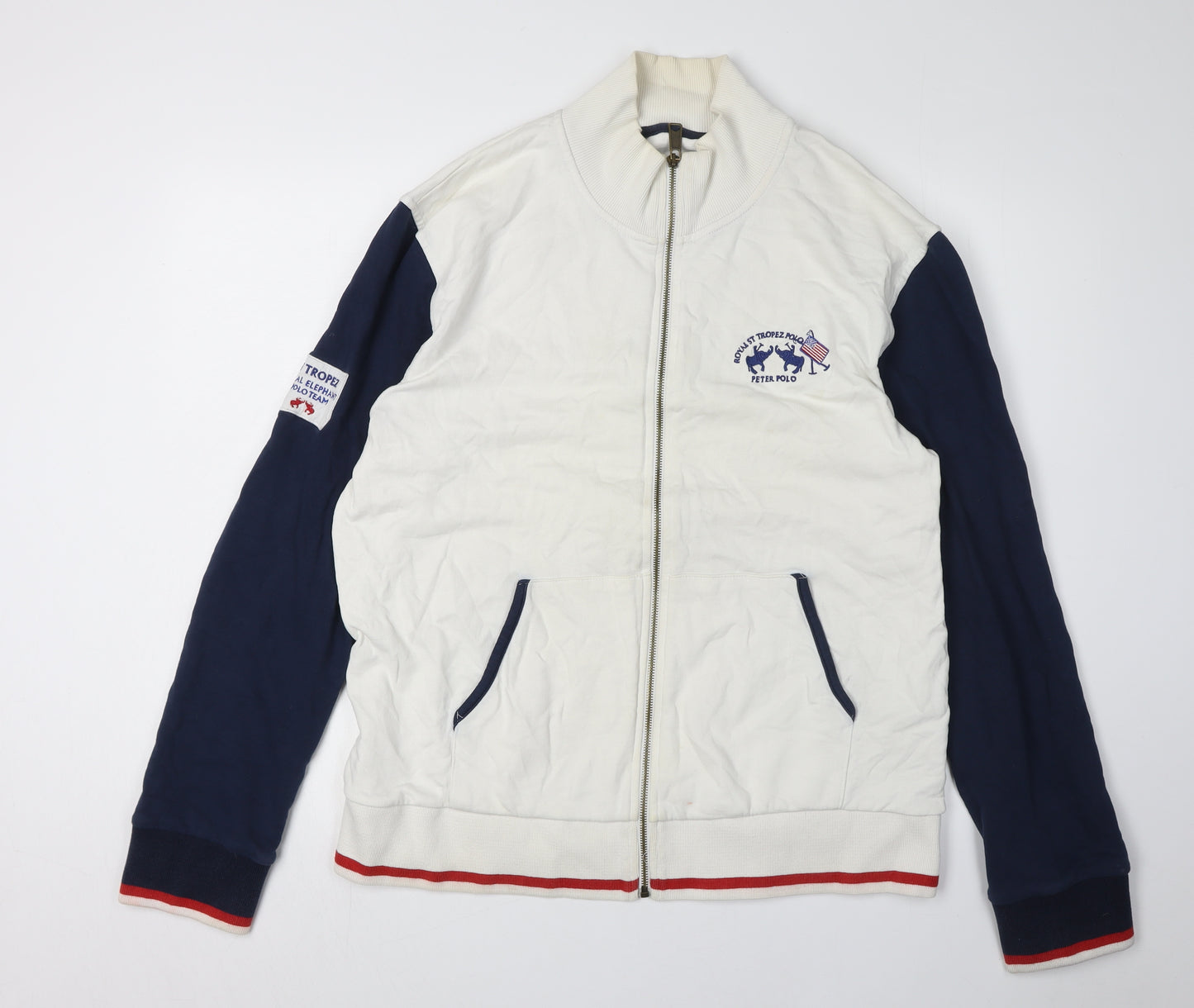 Peter Polo Men's White 2XL Full Zip Sweatshirt