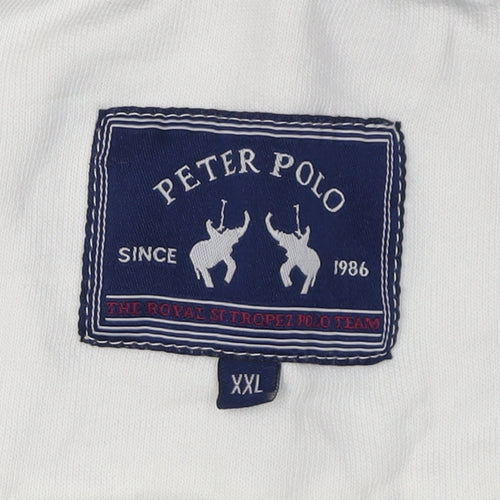 Peter Polo Men's White 2XL Full Zip Sweatshirt