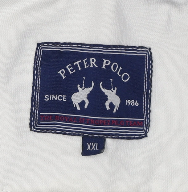 Peter Polo Men's White 2XL Full Zip Sweatshirt