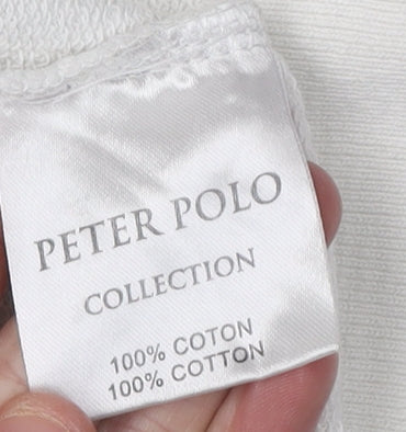 Peter Polo Men's White 2XL Full Zip Sweatshirt