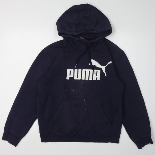 Puma Men's Blue Hoodie, Size S, Logo Accents