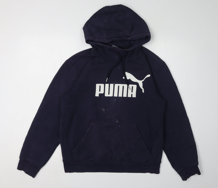 Puma Men's Blue Hoodie, Size S, Logo Accents