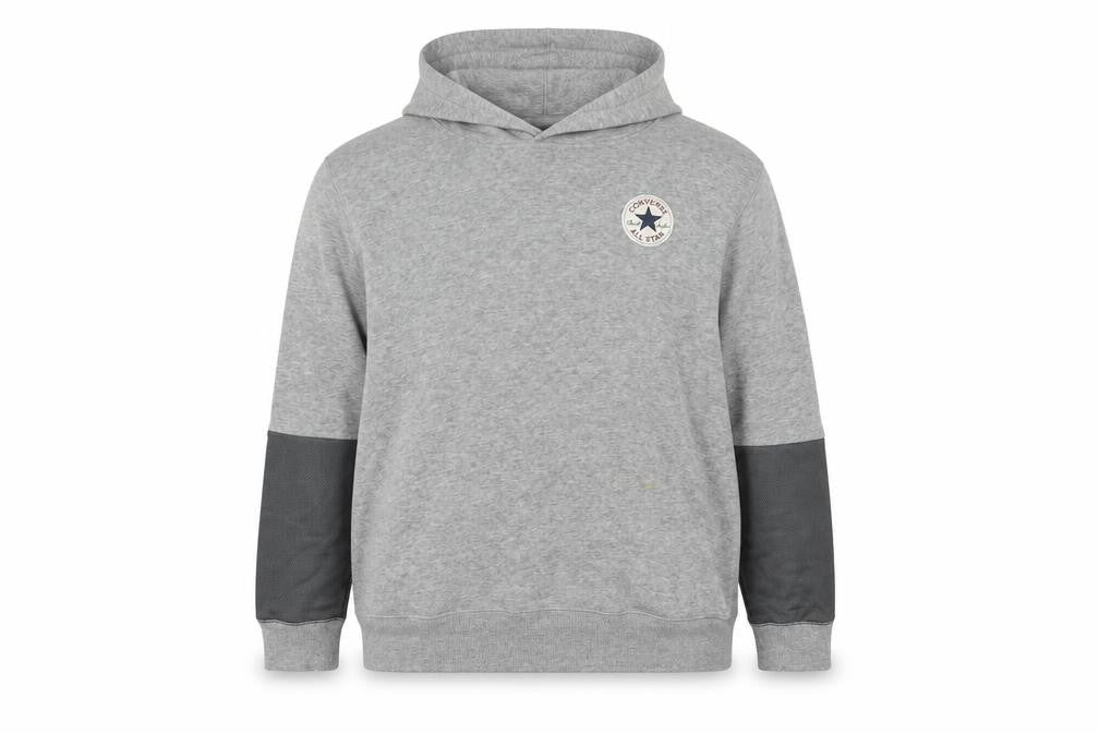 Front view of Converse boys’ grey pullover hoodie xl crew neck logo