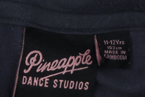 Pineapple Girls Black Hoodie 11-12 Years with Logo Design