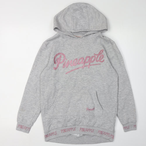 Pineapple Girls Grey Pullover Hoodie, Size 9-10 Years