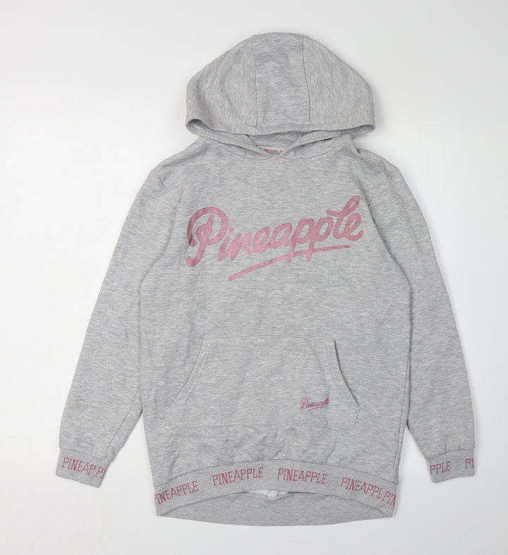 Pineapple Girls Grey Pullover Hoodie, Size 9-10 Years