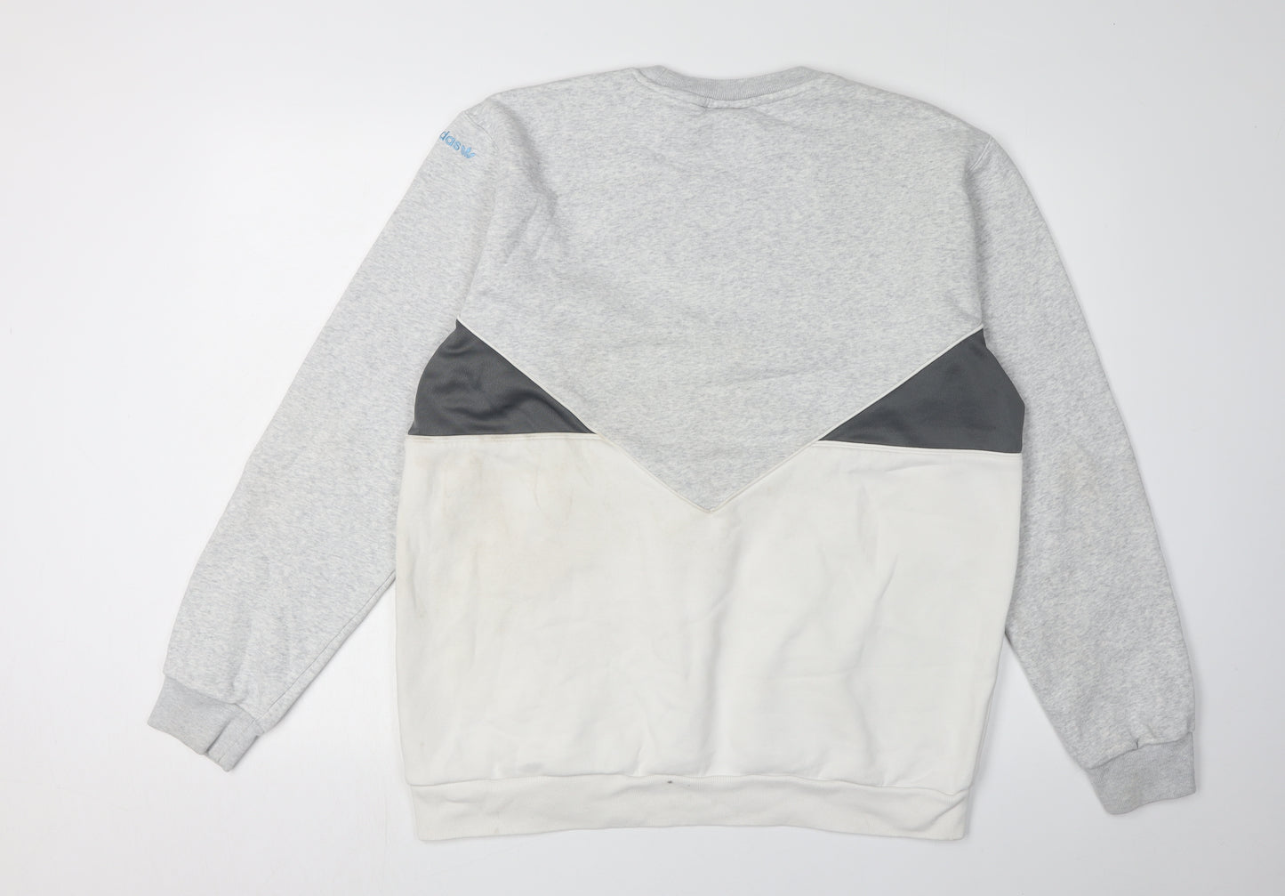 Adidas Men's Grey Graphic Print Pullover Sweatshirt L