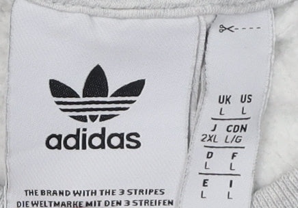 Adidas Men's Grey Graphic Print Pullover Sweatshirt L