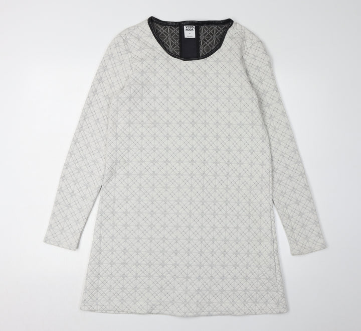 Vero Moda Women's Grey Geometric Shift Dress - Size 6