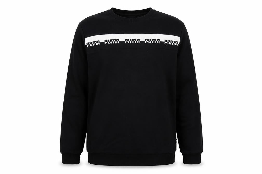 Front view of Puma Men's Black Sweatshirt Logo Graphic Pullover - M