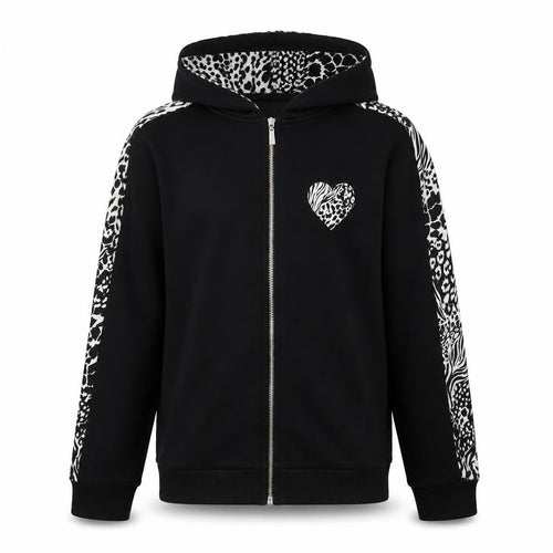 Bluezoo Girls Black Full Zip Animal Print Hoodie 12-13 Years