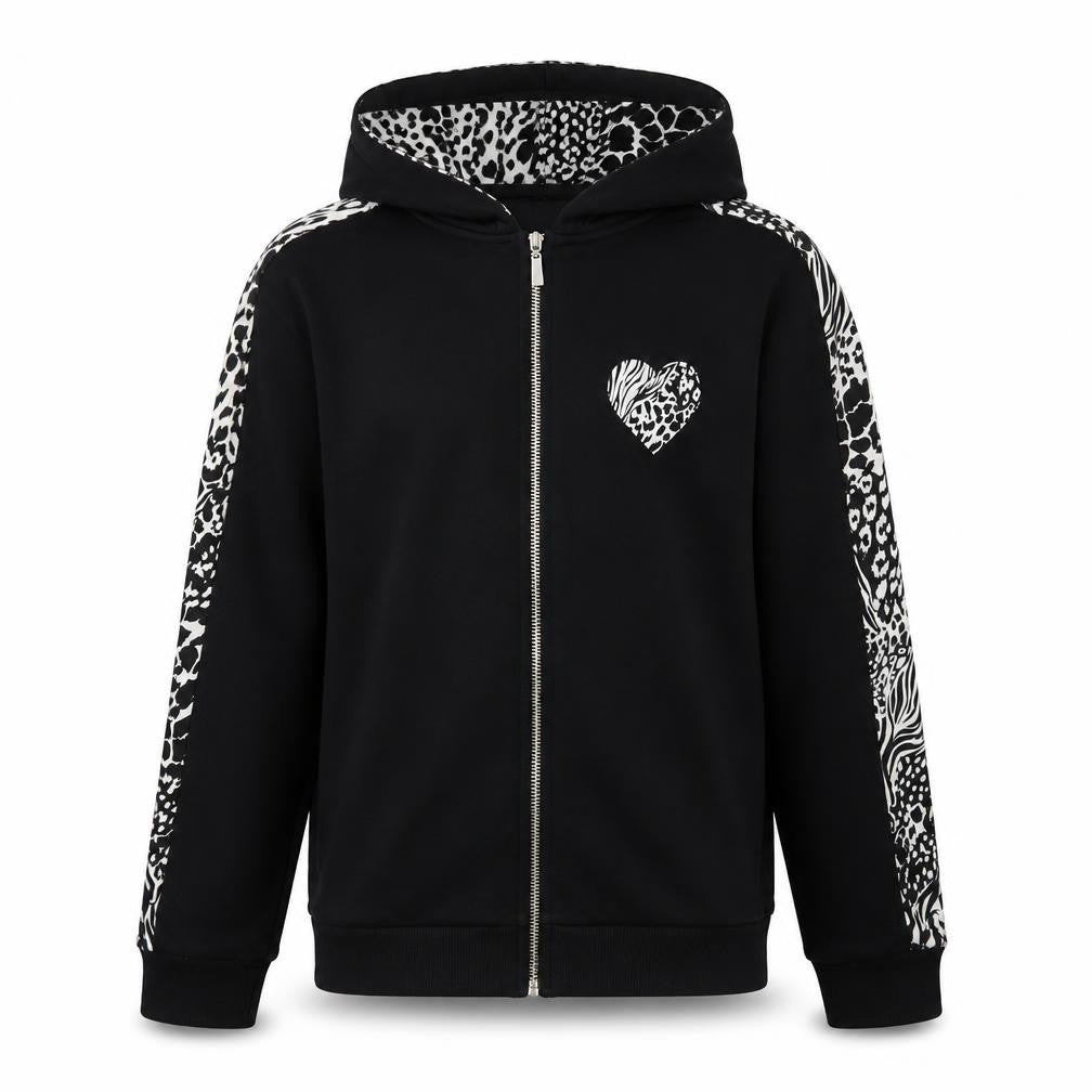 Bluezoo Girls Black Full Zip Animal Print Hoodie 12-13 Years