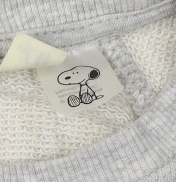 Unisex Grey Snoopy Sweatshirt, Size S, Peanuts Graphic