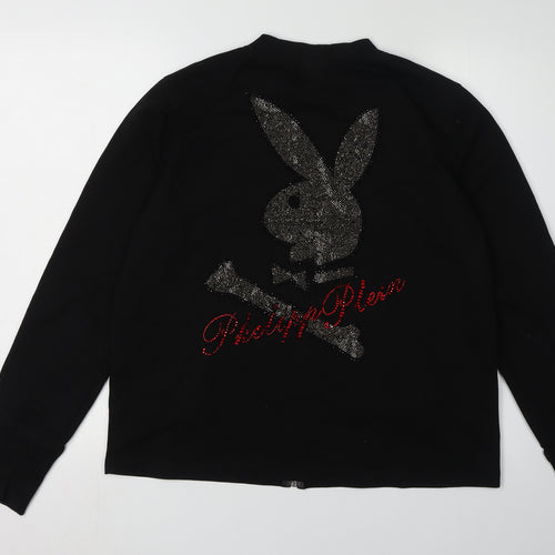 Club Moda Unisex Black XL Full Zip Hoodie with Rhinestones