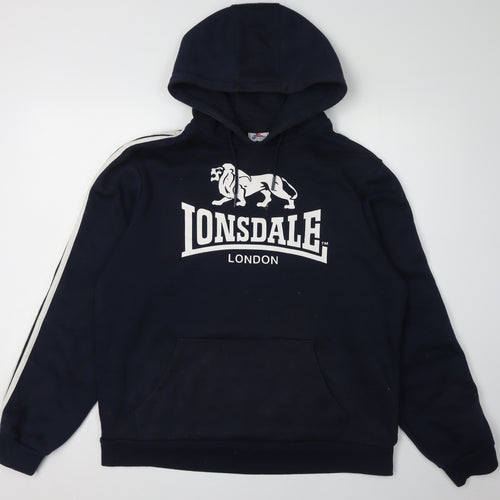 Lonsdale Men's Black XL Pullover Hoodie with Logo