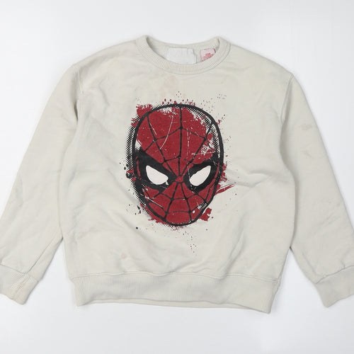 Marvel Spider-Man Boys Beige Pullover Sweatshirt 7Y Graphic