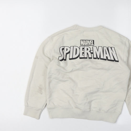 Marvel Spider-Man Boys Beige Pullover Sweatshirt 7Y Graphic