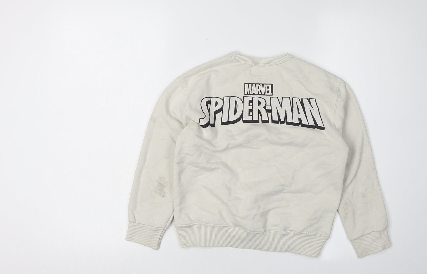 Marvel Spider-Man Boys Beige Pullover Sweatshirt 7Y Graphic