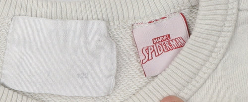 Marvel Spider-Man Boys Beige Pullover Sweatshirt 7Y Graphic