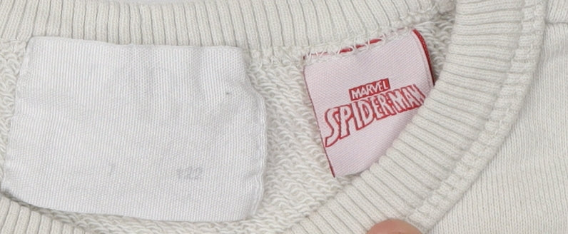 Marvel Spider-Man Boys Beige Pullover Sweatshirt 7Y Graphic