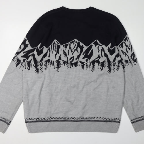 Marks and Spencer Men's Grey 2XL Graphic Pullover Jumper