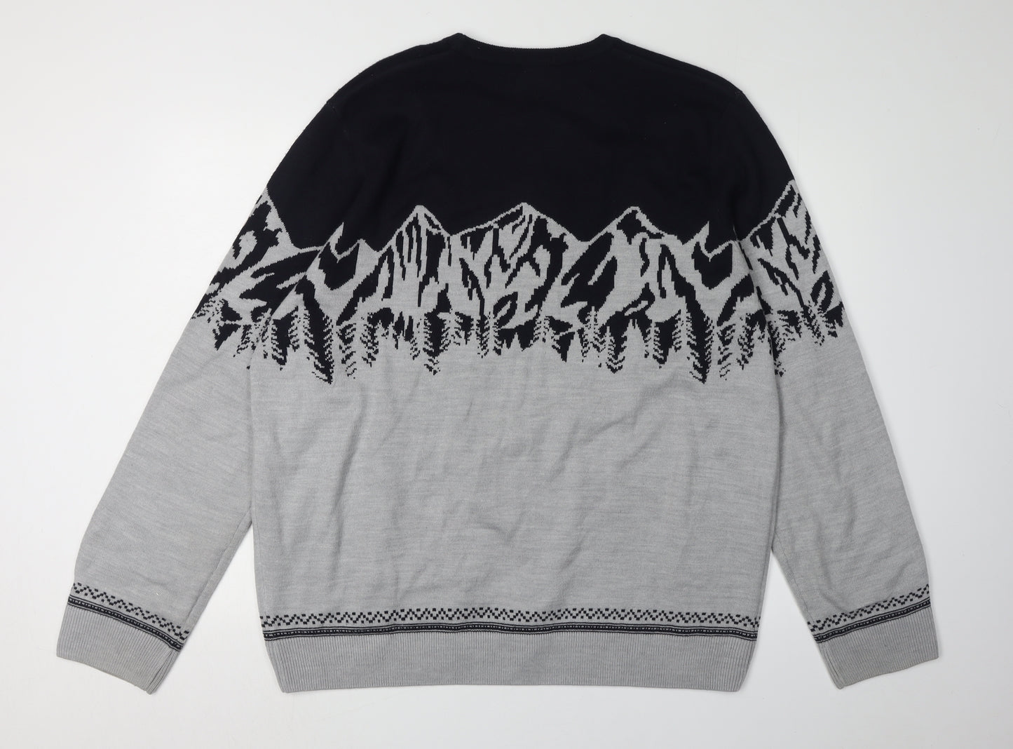 Marks and Spencer Men's Grey 2XL Graphic Pullover Jumper