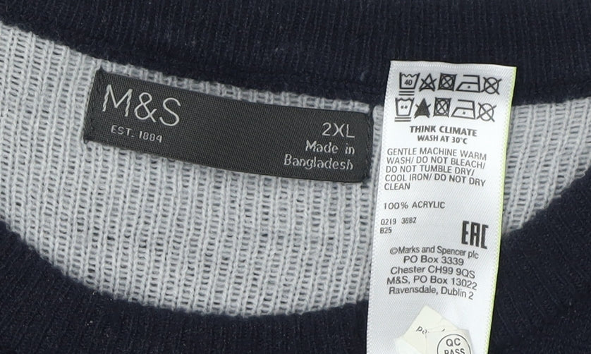 Marks and Spencer Men's Grey 2XL Graphic Pullover Jumper