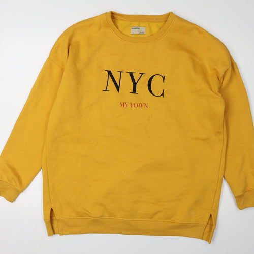 Pull&Bear Unisex Yellow Graphic Sweatshirt M