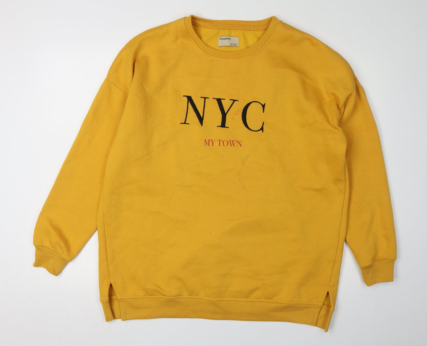 Pull&Bear Unisex Yellow Graphic Sweatshirt M