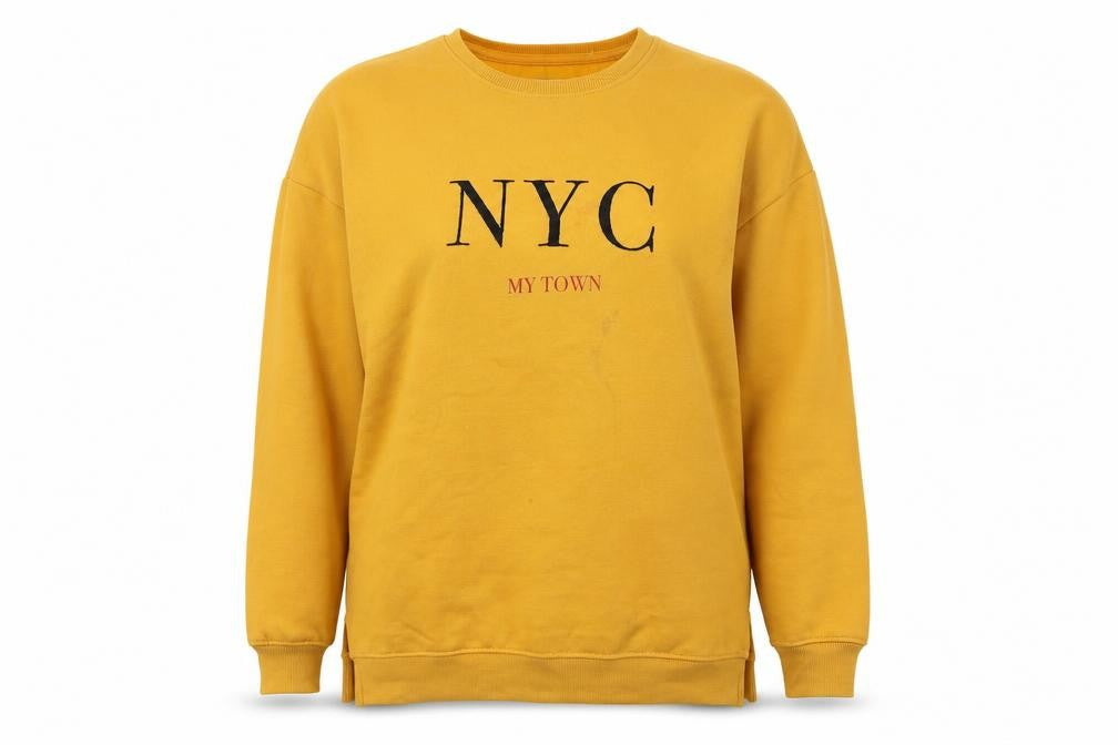 Pull&Bear Unisex Yellow Graphic Sweatshirt M
