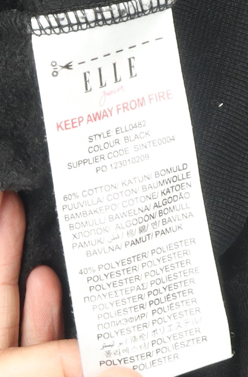 Elle Girls Black Pullover Hoodie Size 16 Graphic Logo