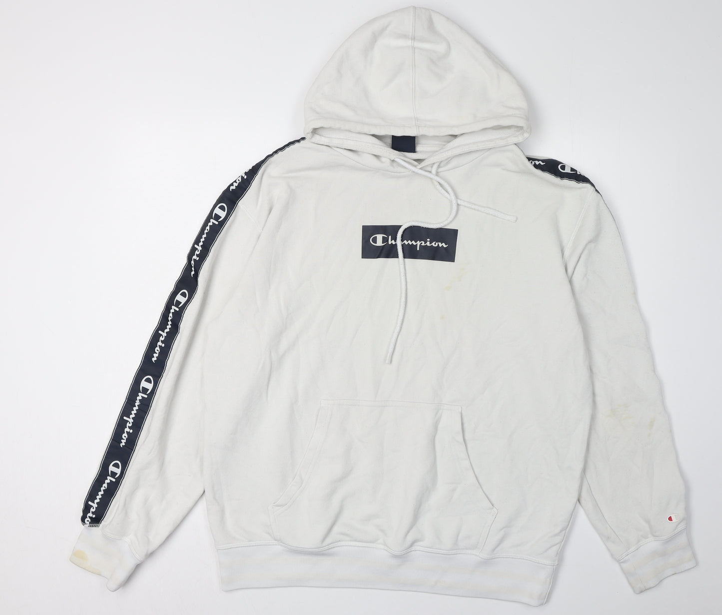 Champion Men's White Large Logo Hoodie