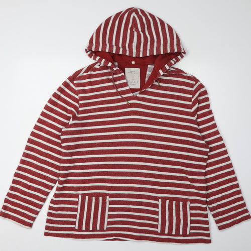 Seasalt Women's Red Striped Pullover Hoodie, Size 16