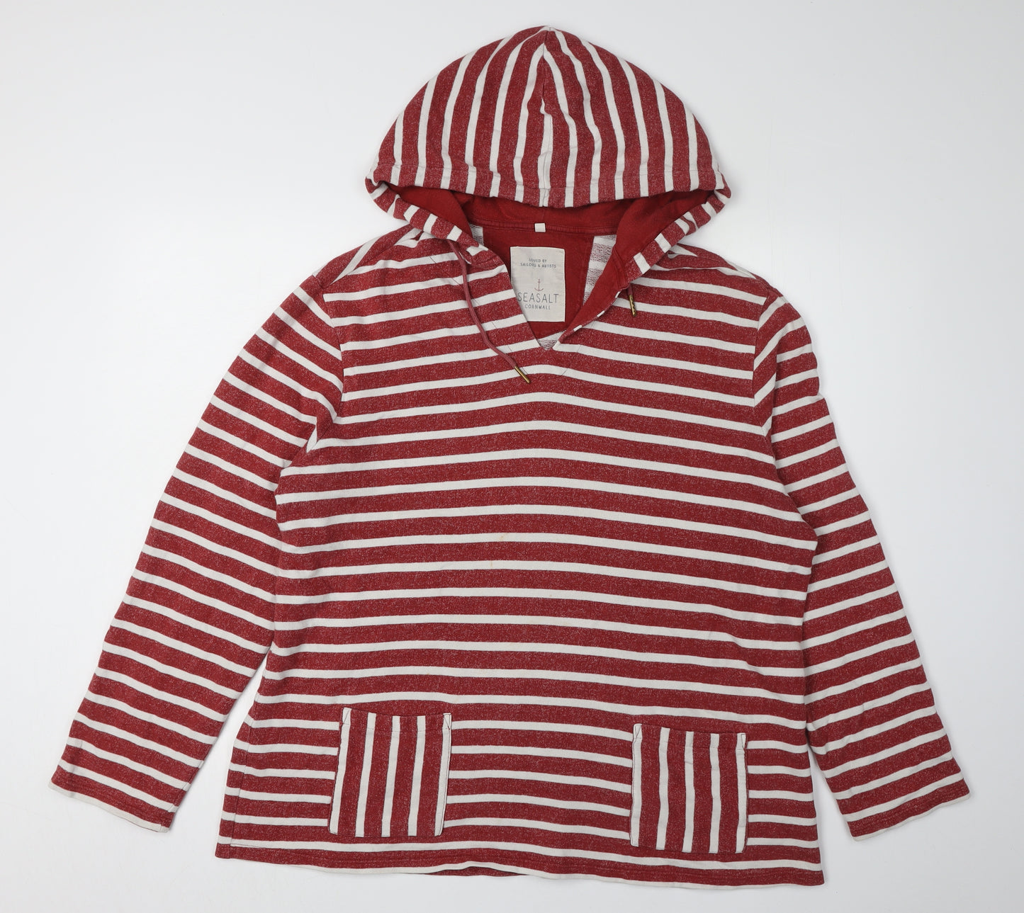 Seasalt Women's Red Striped Pullover Hoodie, Size 16