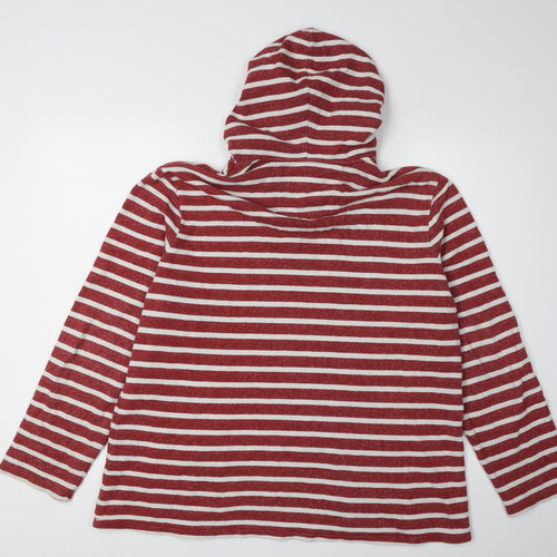 Seasalt Women's Red Striped Pullover Hoodie, Size 16