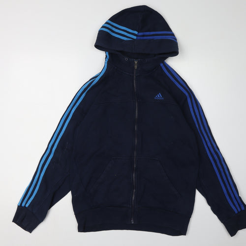 Adidas Men's Blue Full Zip Hoodie S - Stylish & Comfortable