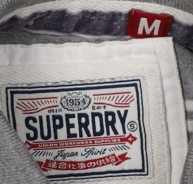 Superdry Men's Grey Striped Polo Shirt in M