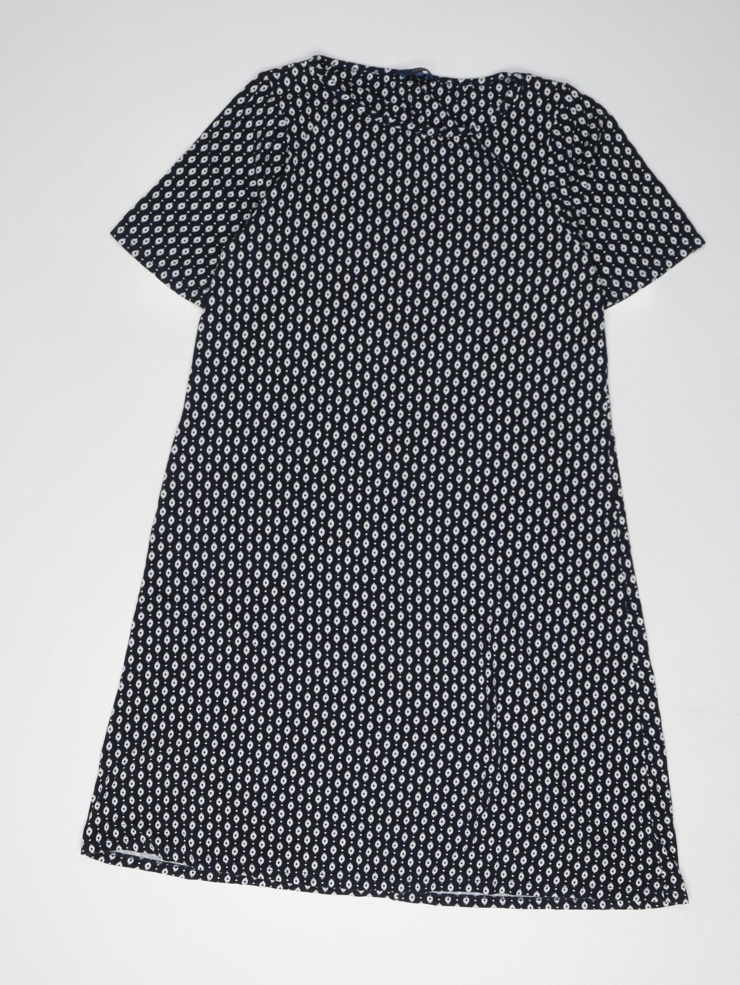 Cotton Traders Women's Black Geometric Shift Dress, Size 14