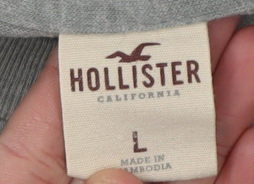 Hollister Men's Grey Graphic Tee, L, California Logo