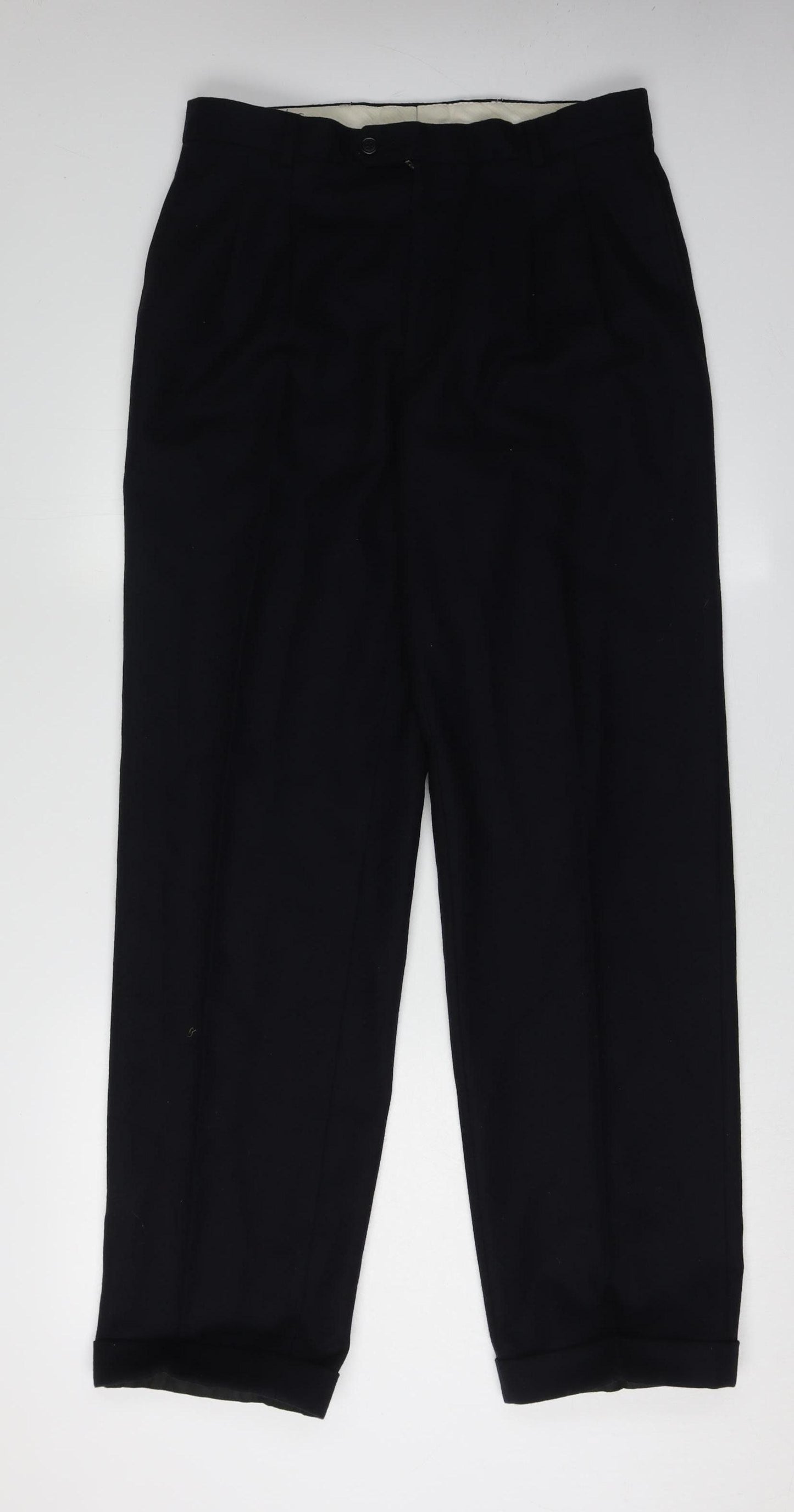 Next Men's Black Wool Trousers, 32 Waist, Formal Style