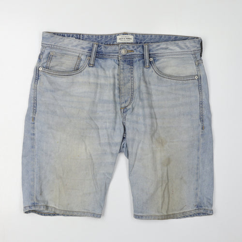Jack & Jones Men's Blue Denim Shorts, Regular Fit, Size L