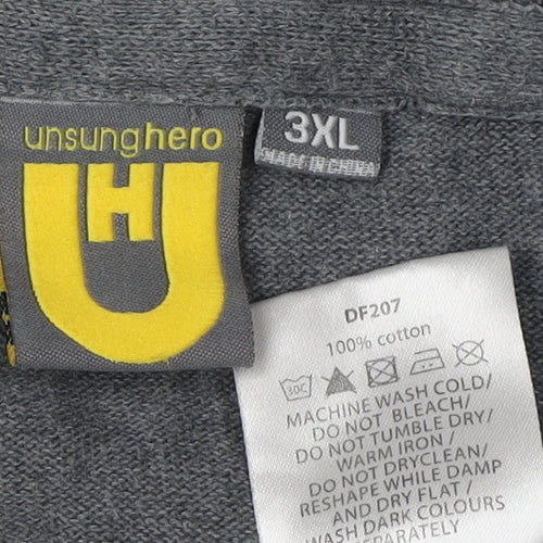 Unsung Hero Men’s Grey 3XL Cotton Pullover Jumper