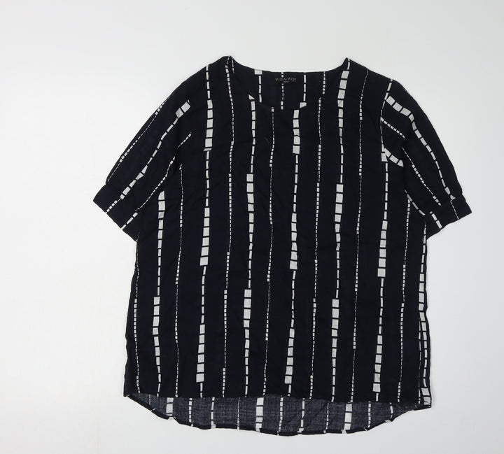 VIZA VIZ Women's Black Striped Blouse Size 10