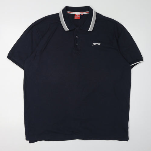Slazenger Men's Black 2XL Polo Shirt, Short Sleeve, Logo