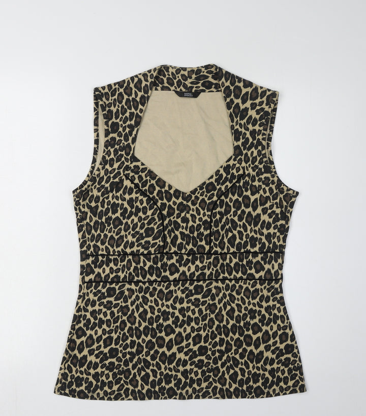 Marks & Spencer Women Beige Animal Print Tunic Blouse Size 14